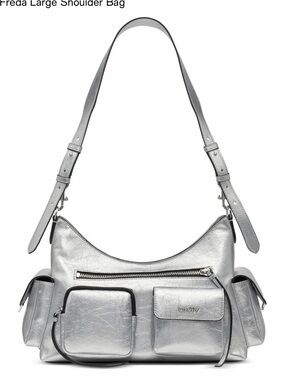 DKNY Metallic Silver Freda Shoulder Bag